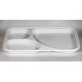 Teller rechteckig Plastik weiss mit 3 Abteilungen 31,5x21cm 100Stk./ Pa. conf. 100 piatti rett. con 3 scomparti plastica