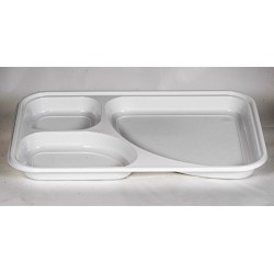 Teller rechteckig Plastik weiss mit 3 Abteilungen 31,5x21cm 100Stk./ Pa. conf. 100 piatti rett. con 3 scomparti plastica